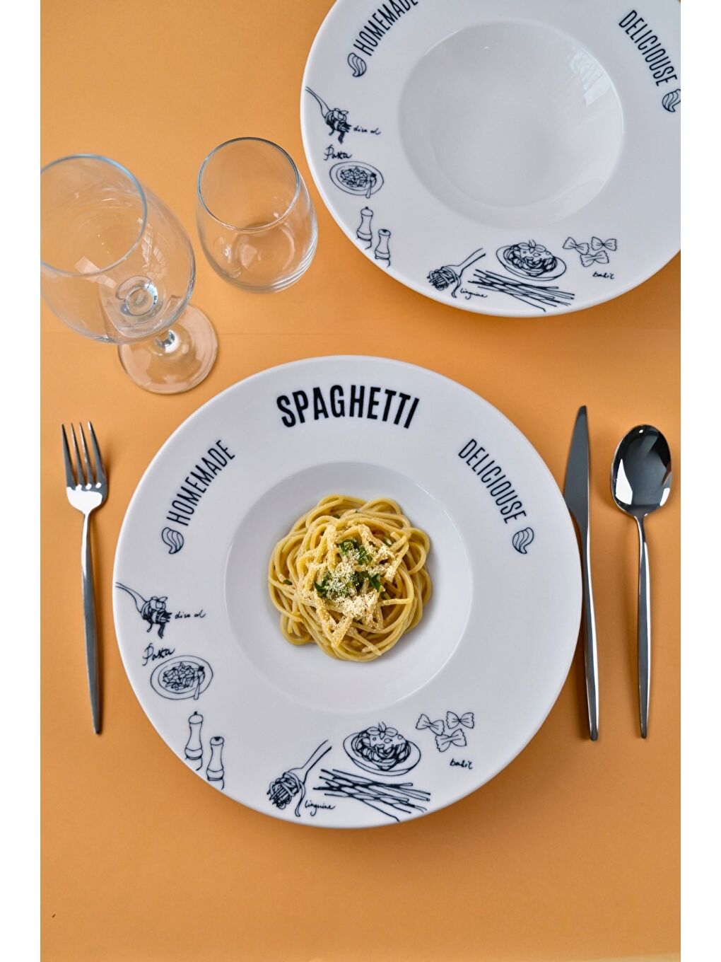 Beyaz Porselen Alfedo Miro Makarna Tabağı Seti 29cm 460cc 2 li-1