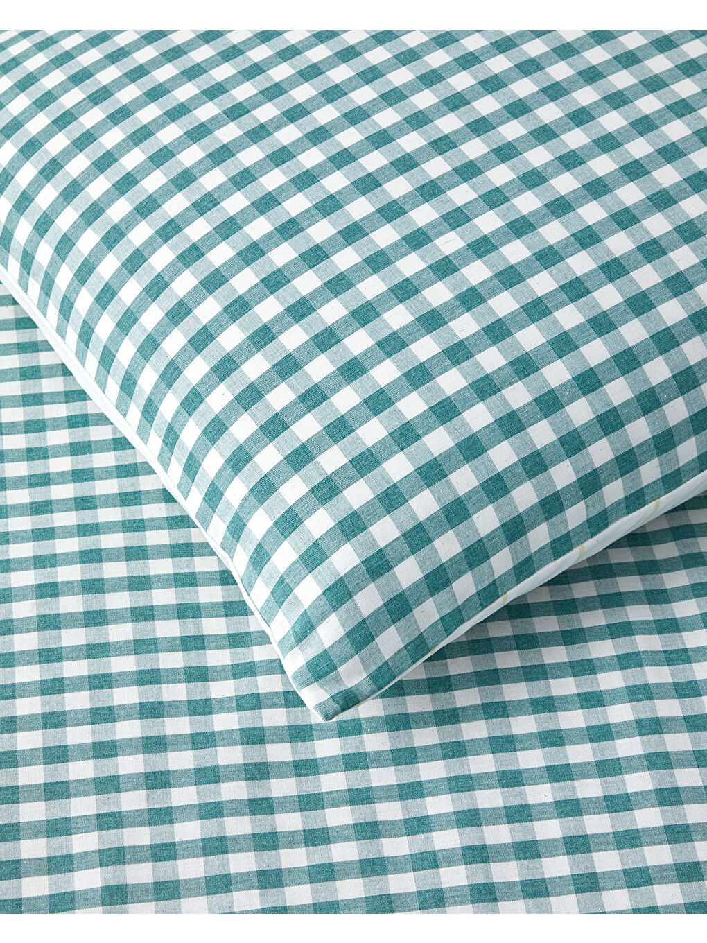 Clouded Grid İpliği Boyalı Tek Kişilik Nevresim Takımı 160x220 cm Koyu Yeşil-4