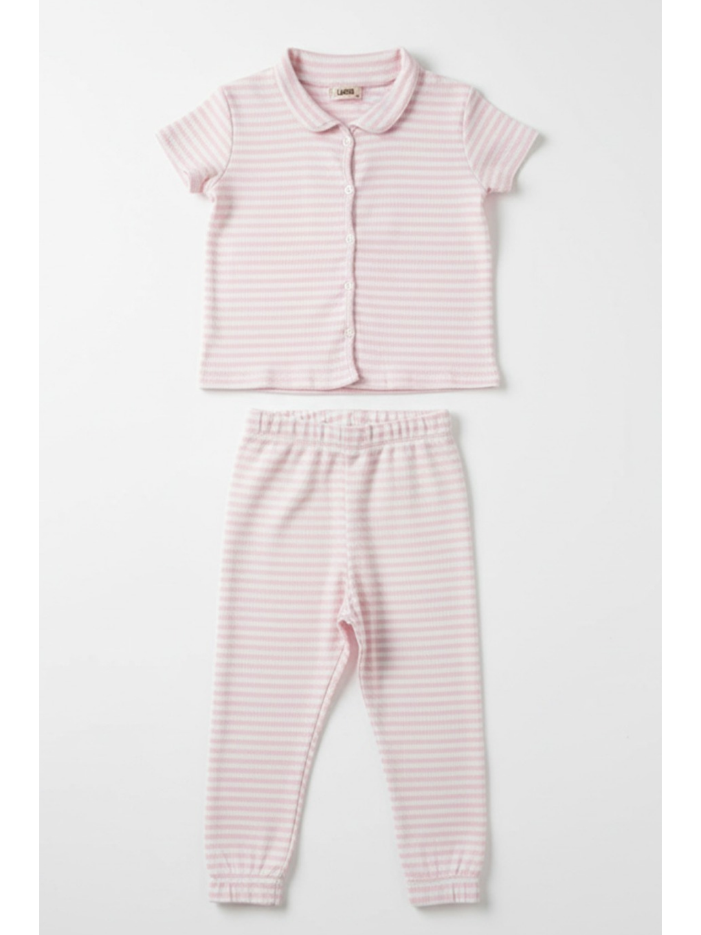 Kız Çocuk Pembe Çizgili Fitilli Kaşkorse Alt Üst Takım-2