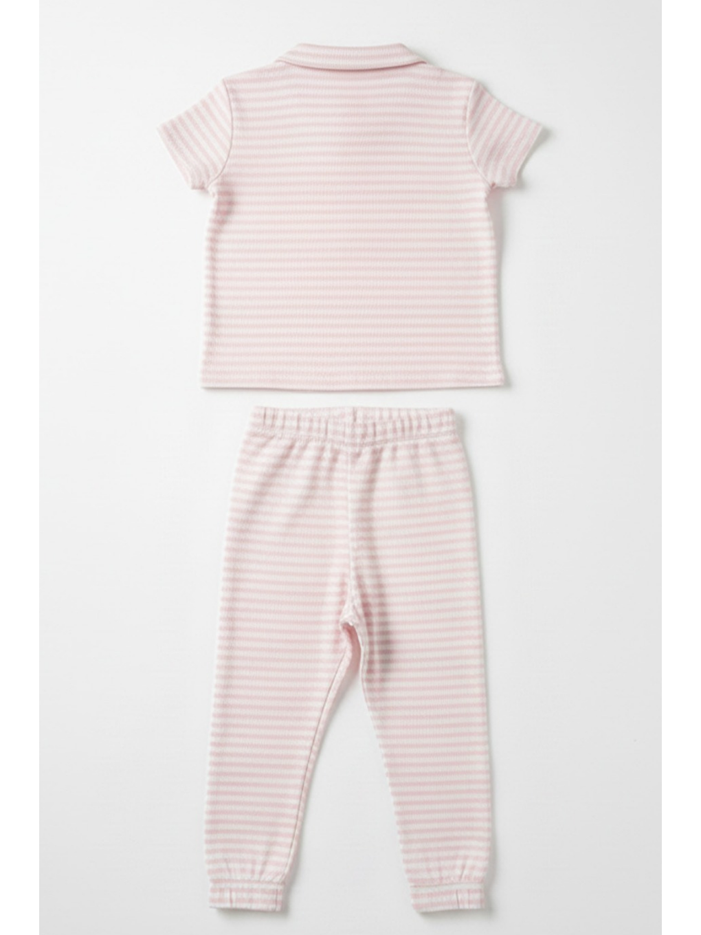 Kız Çocuk Pembe Çizgili Fitilli Kaşkorse Alt Üst Takım-3