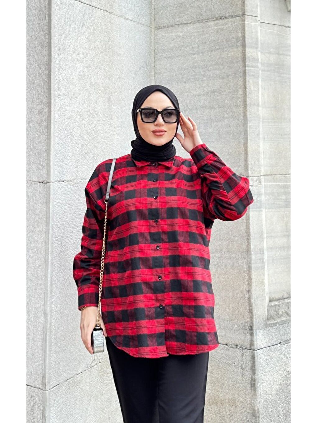 Bordo Kadın Uzun Kollu Yakalı önden Düğmeli Dokuma Gömlek-4