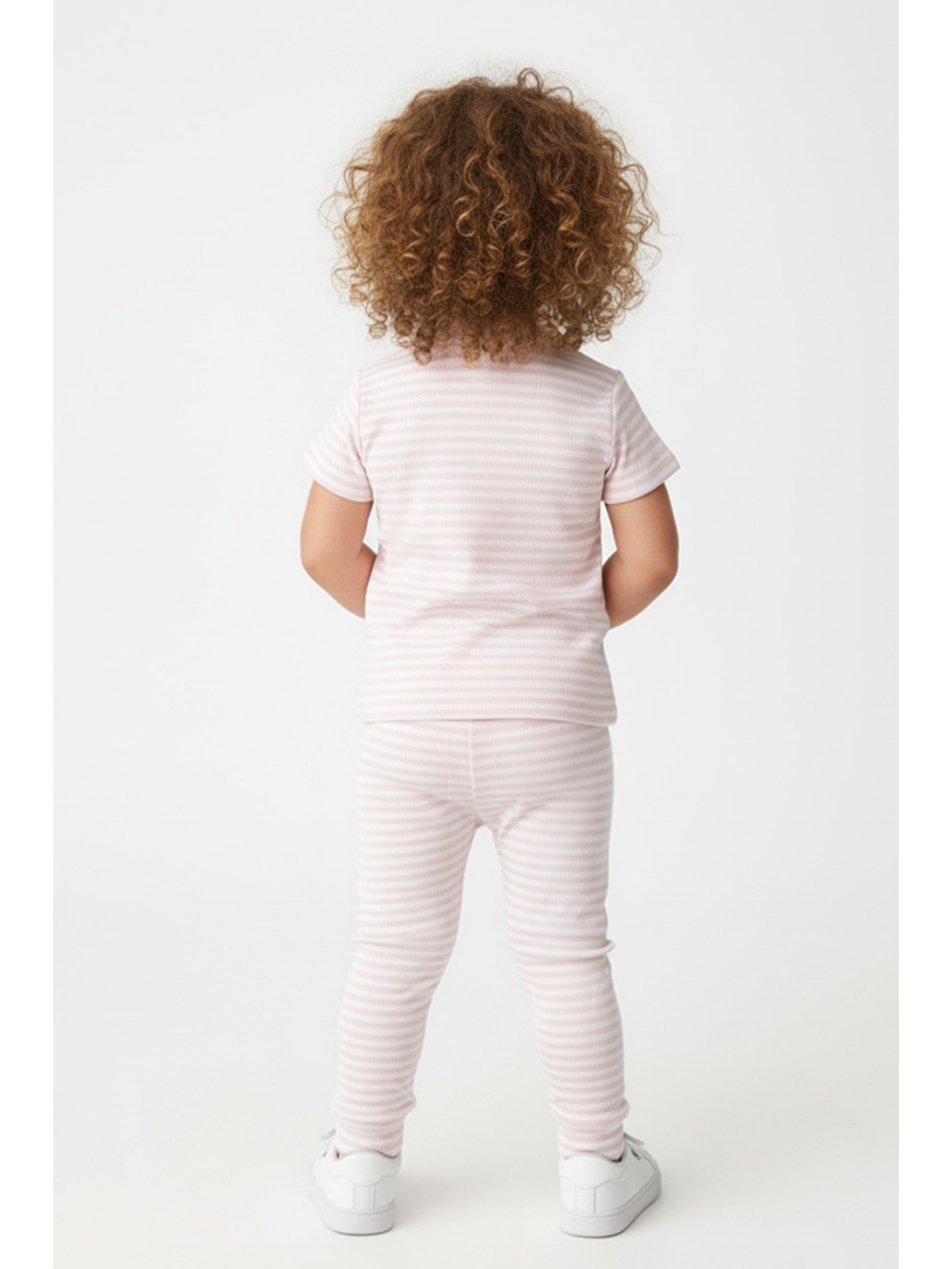 Kız Çocuk Pembe Çizgili Fitilli Kaşkorse Alt Üst Takım-4