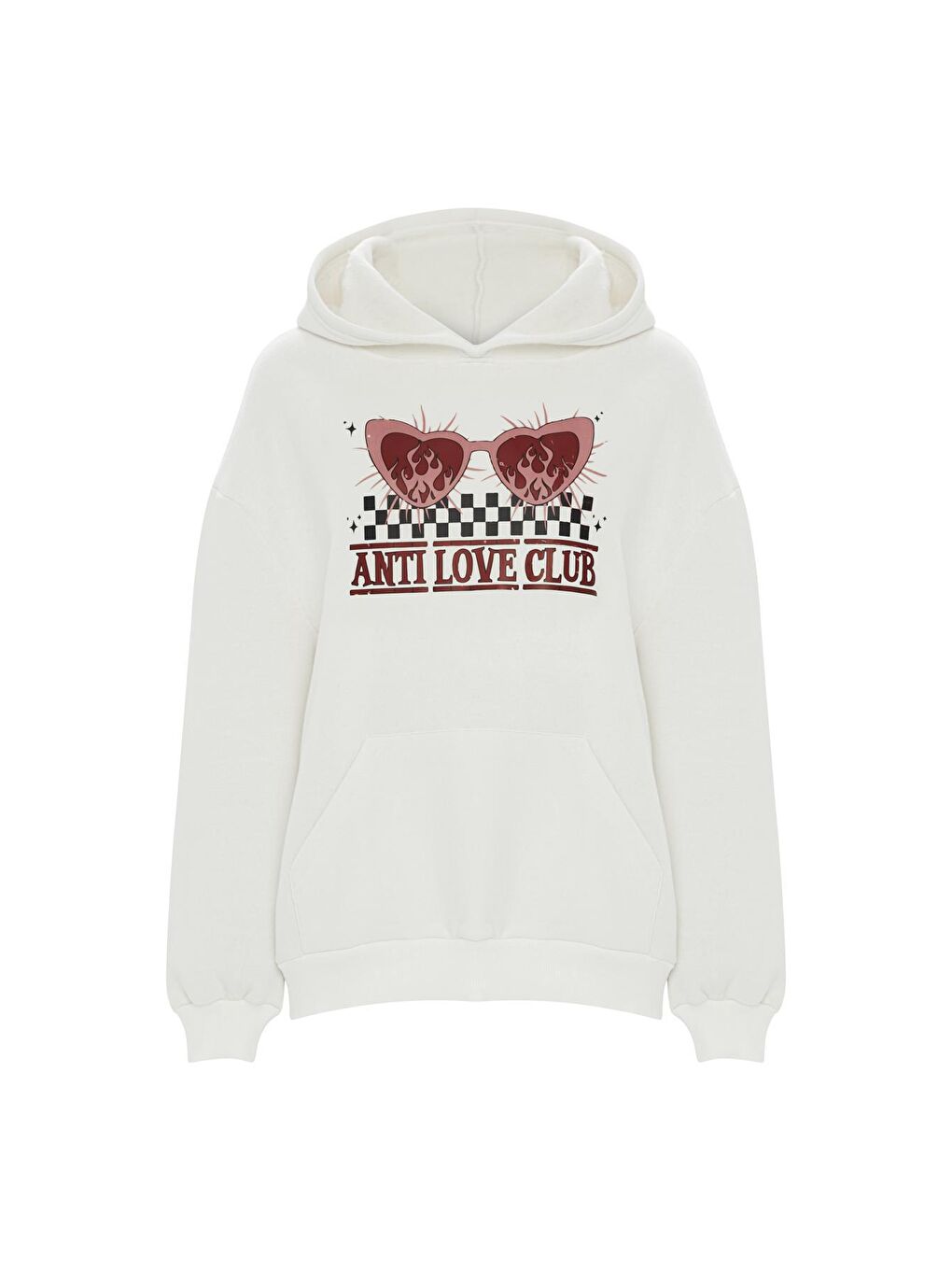 Baskılı Düz Renk Sweatshirt -Beyaz