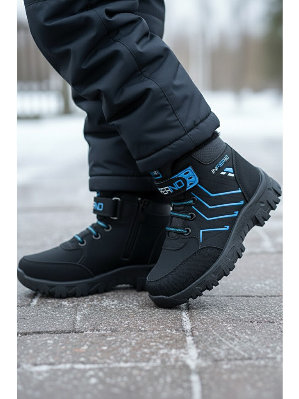 Kız Çocuk Mavi İçi Pelüş Suni Deri Bot - 28030-MAVI