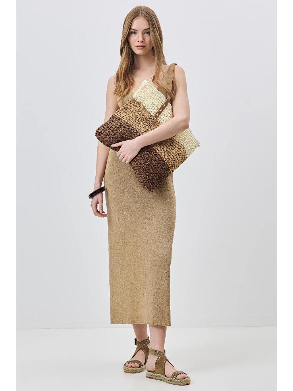 Kahverengi Hasır Omuz Çantası Y9209 Kahve-1