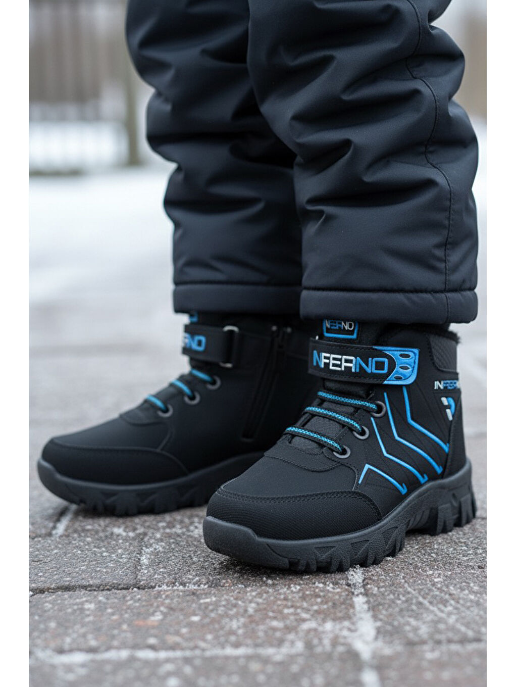 Kız Çocuk Mavi İçi Pelüş Suni Deri Bot - 28030-MAVI-1