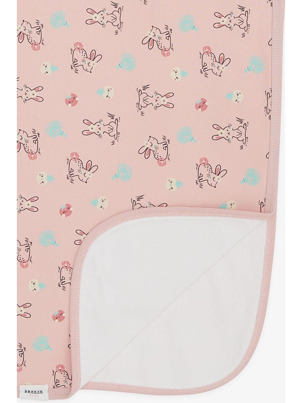 Pembe Yenidoğan Bebek Battaniyesi Bahar Temalı Tavşancık Desenli Somon (75 X 85 Cm)-1