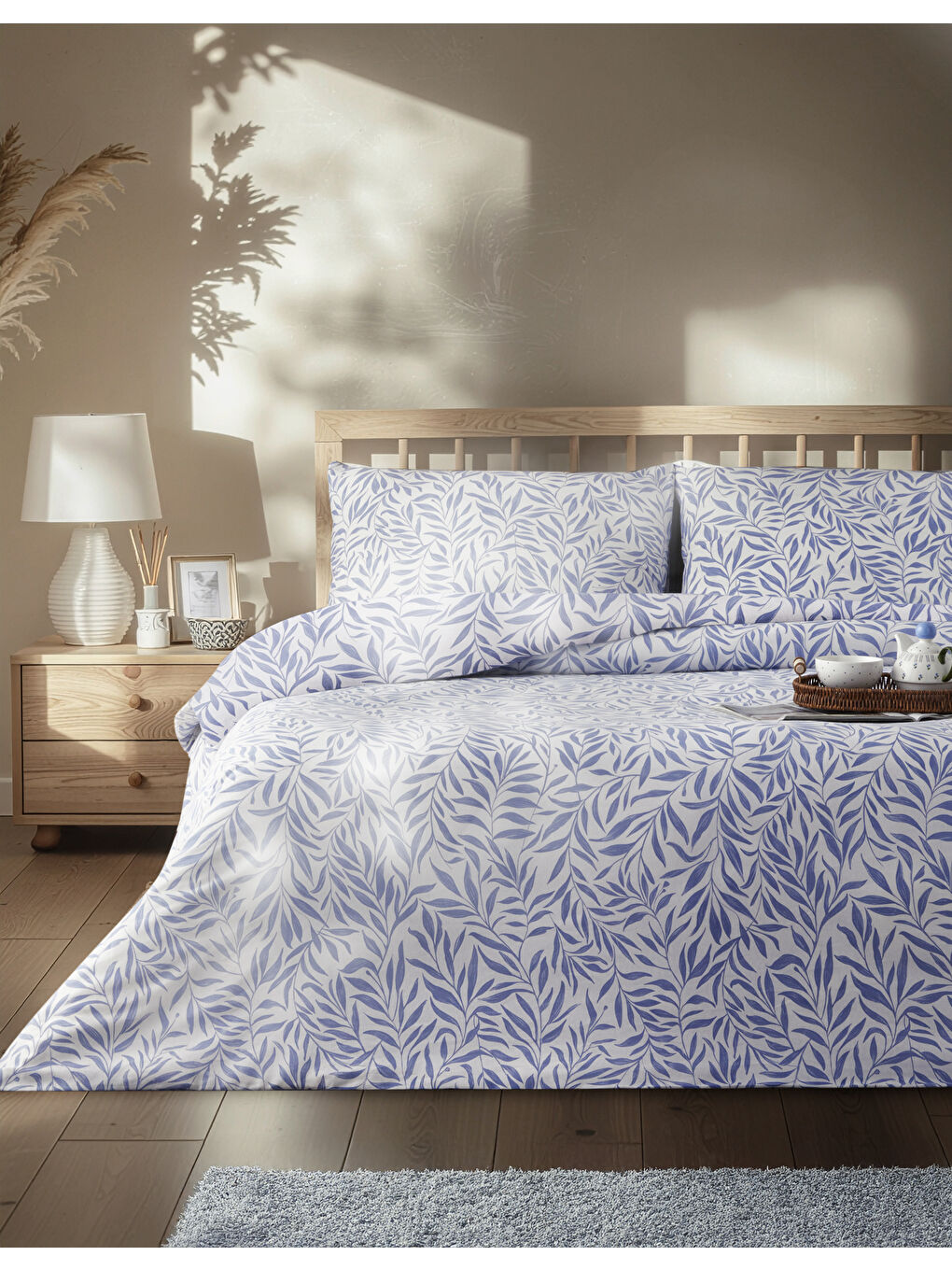Leaf Dream Kolay Ütülenir Tek Kişilik Nevresim Takımı 160x220 cm Mavi