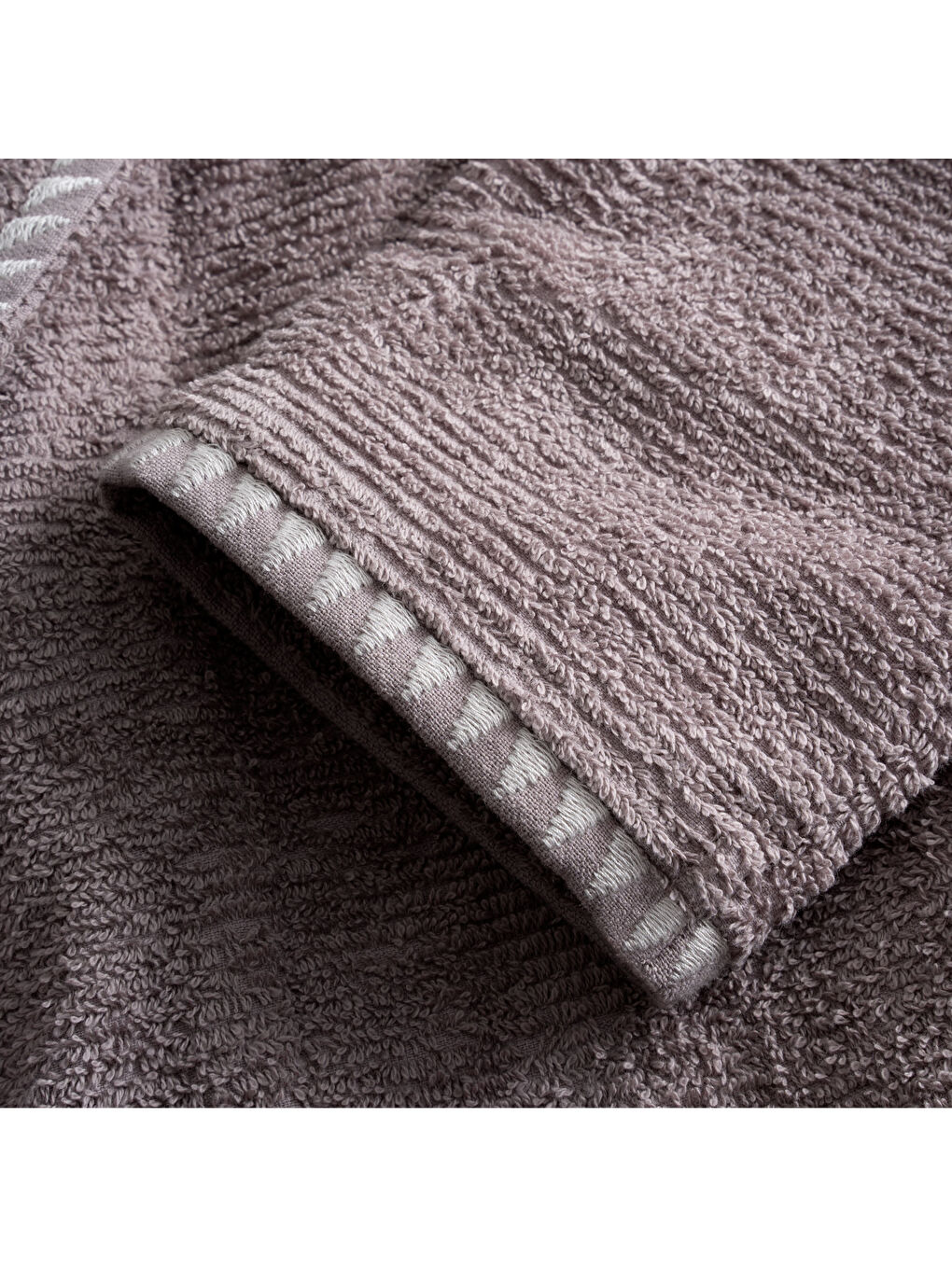 Bej Tria Kadın Bornoz %100 Pamuk Jakarlı Vizon-2