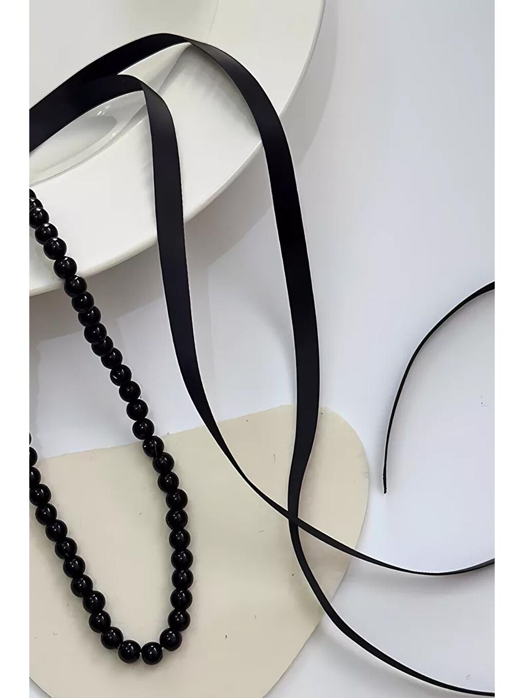 Siyah İnci Choker Tasma Kolye-2