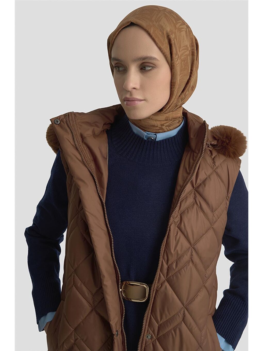 Kahverengi Yelek 25Kt505 Camel-3