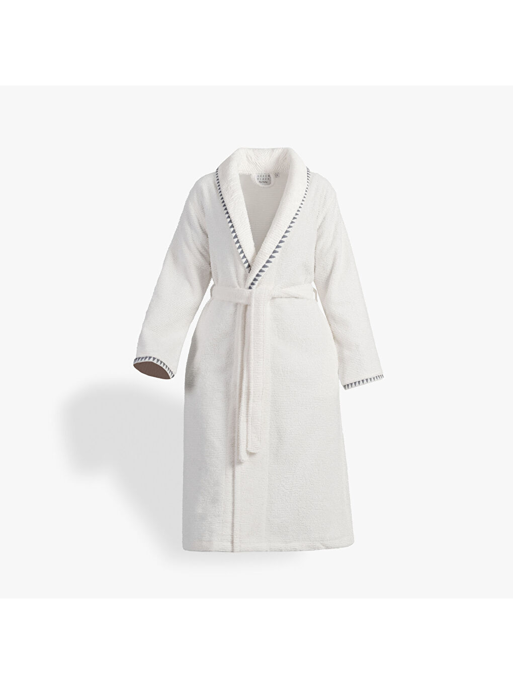 Ekru Tria Kadın Bornoz %100 Pamuk Jakarlı Krem-Lacivert