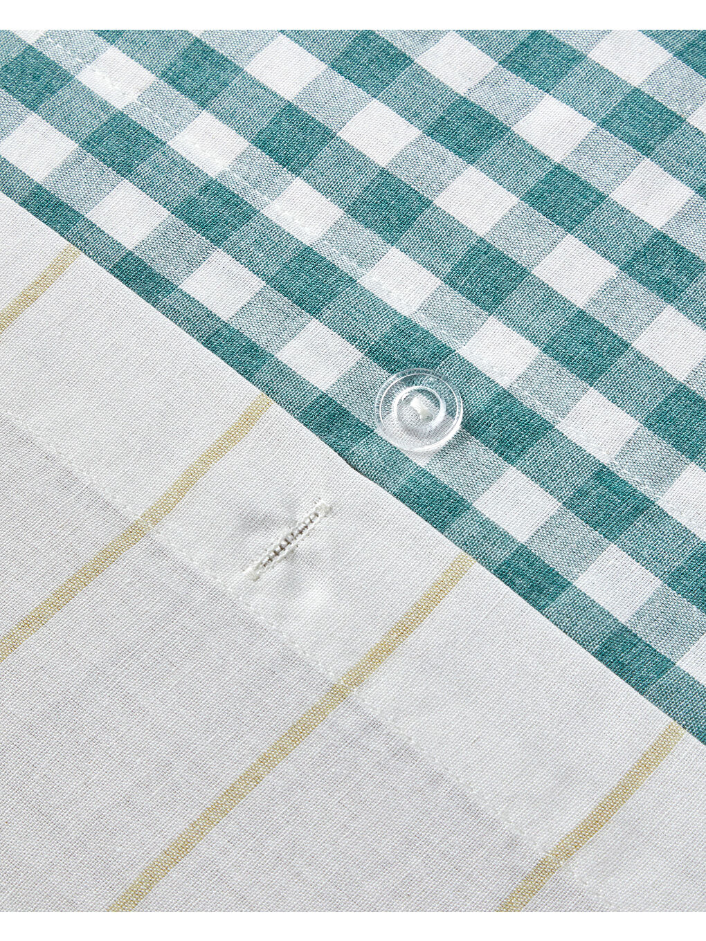 Clouded Grid İpliği Boyalı Tek Kişilik Nevresim Takımı 160x220 cm Koyu Yeşil-6