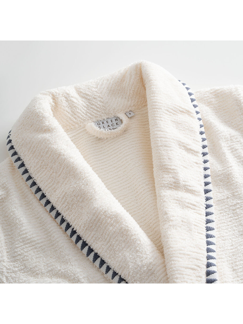 Ekru Tria Kadın Bornoz %100 Pamuk Jakarlı Krem-Lacivert-1