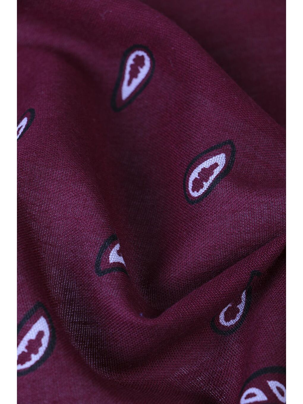 Bordo Şal Desenli Kare Pamuk Bandana Fular-2