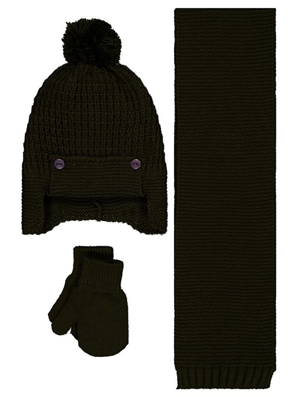 Baby 6-18 Ay Atkı Bere Eldiven Set - Yeşil Standart