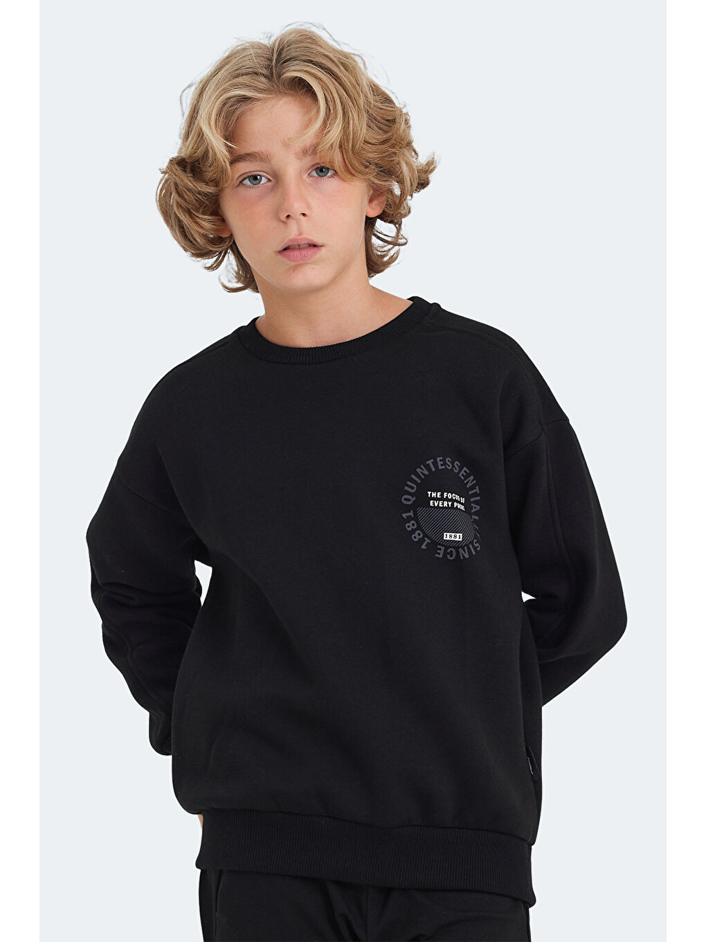 Karışık LONE 2 li Set Unisex Çocuk Siyah -Taş Gri Sweatshirt-1