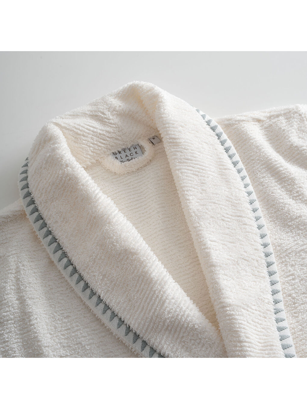 Yeşil Tria Erkek Bornoz %100 Pamuk Jakarlı Krem-Mint-1