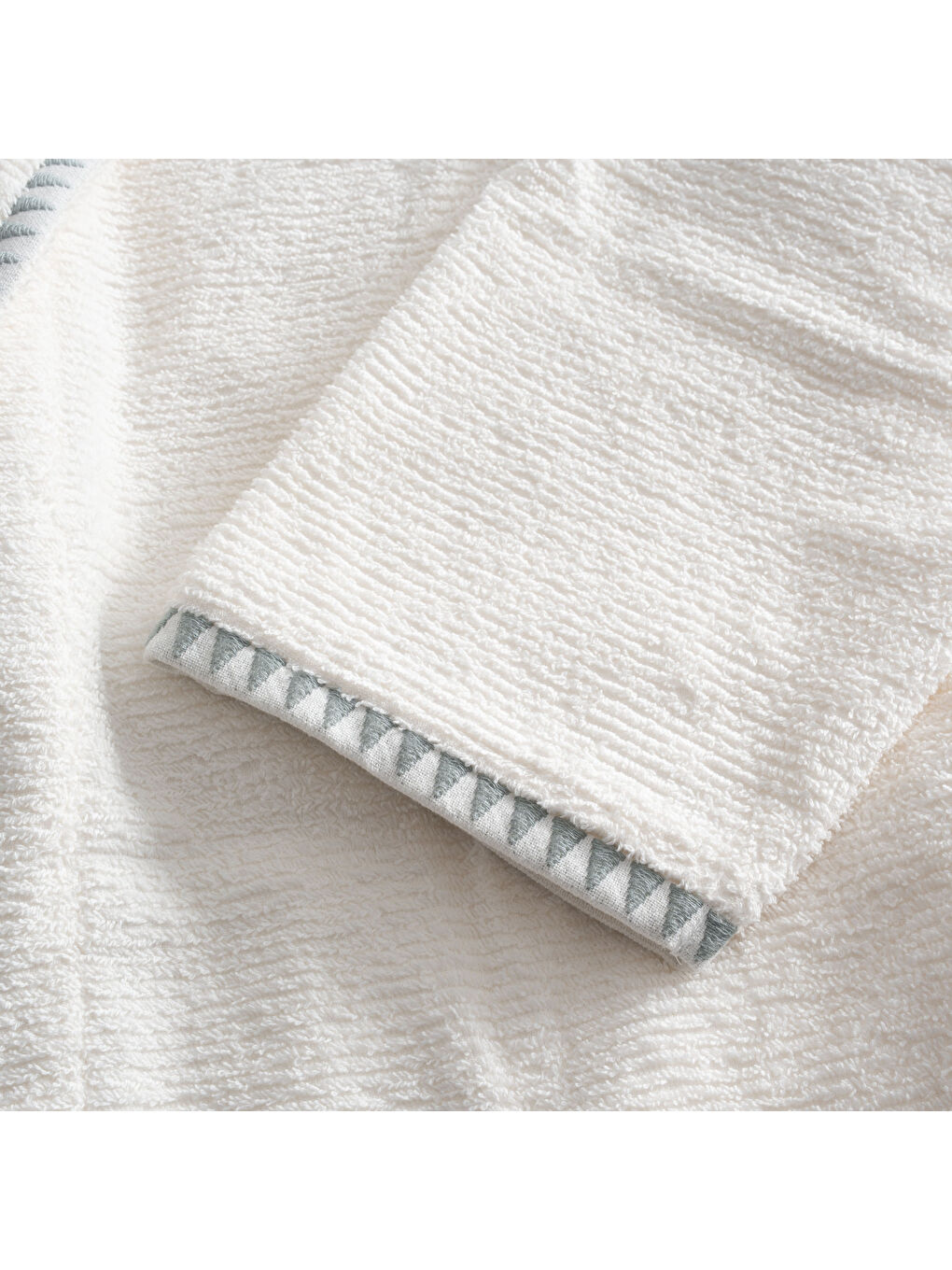 Yeşil Tria Erkek Bornoz %100 Pamuk Jakarlı Krem-Mint-2