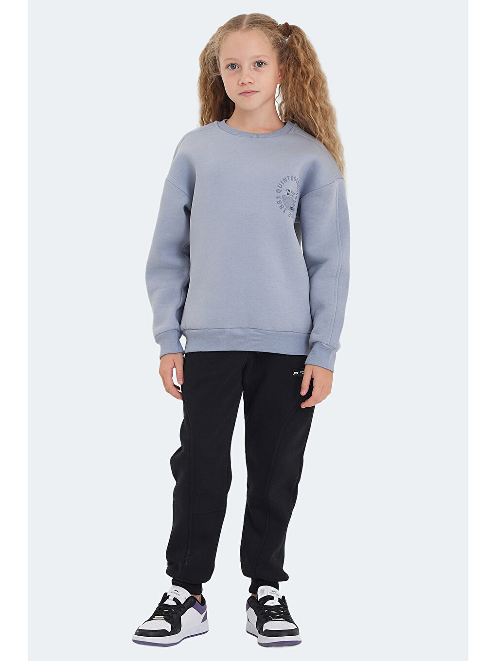 Karışık LONE 2 li Set Unisex Çocuk Siyah -Taş Gri Sweatshirt-6