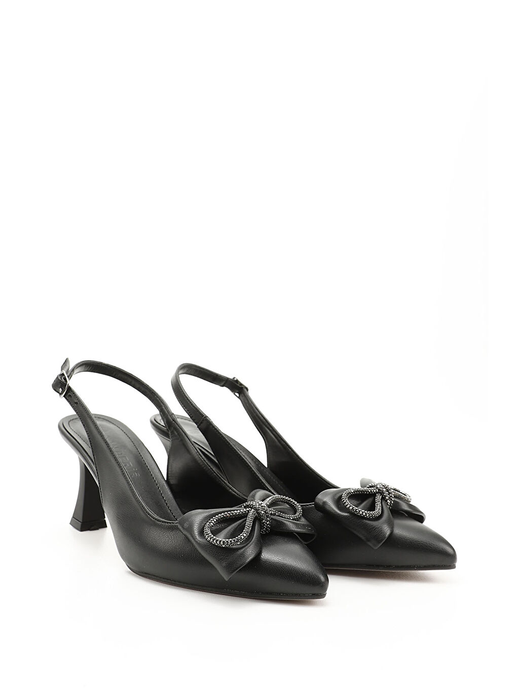 Mor Kadın ZÜMRÜT-SİYAH Sivri Burun Kadeh Ökçe Arkası Açık Ayakkabı-1