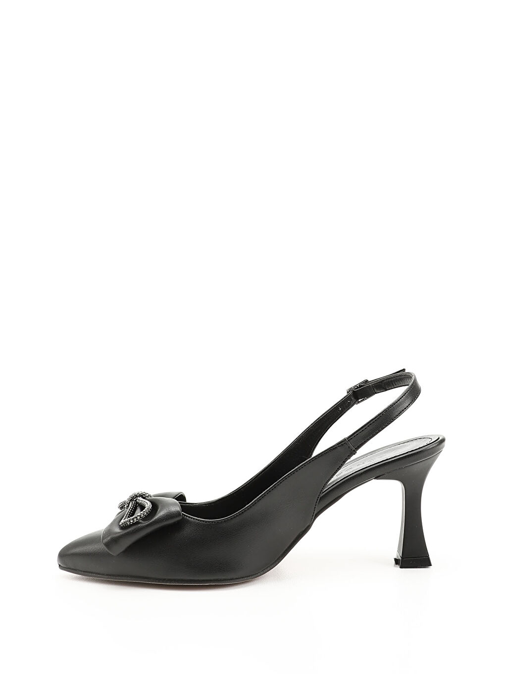 Mor Kadın ZÜMRÜT-SİYAH Sivri Burun Kadeh Ökçe Arkası Açık Ayakkabı-2