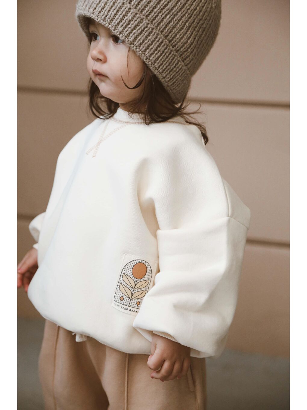 Bej Karyoka Dikiş Polarlı Eşofman Takım-1