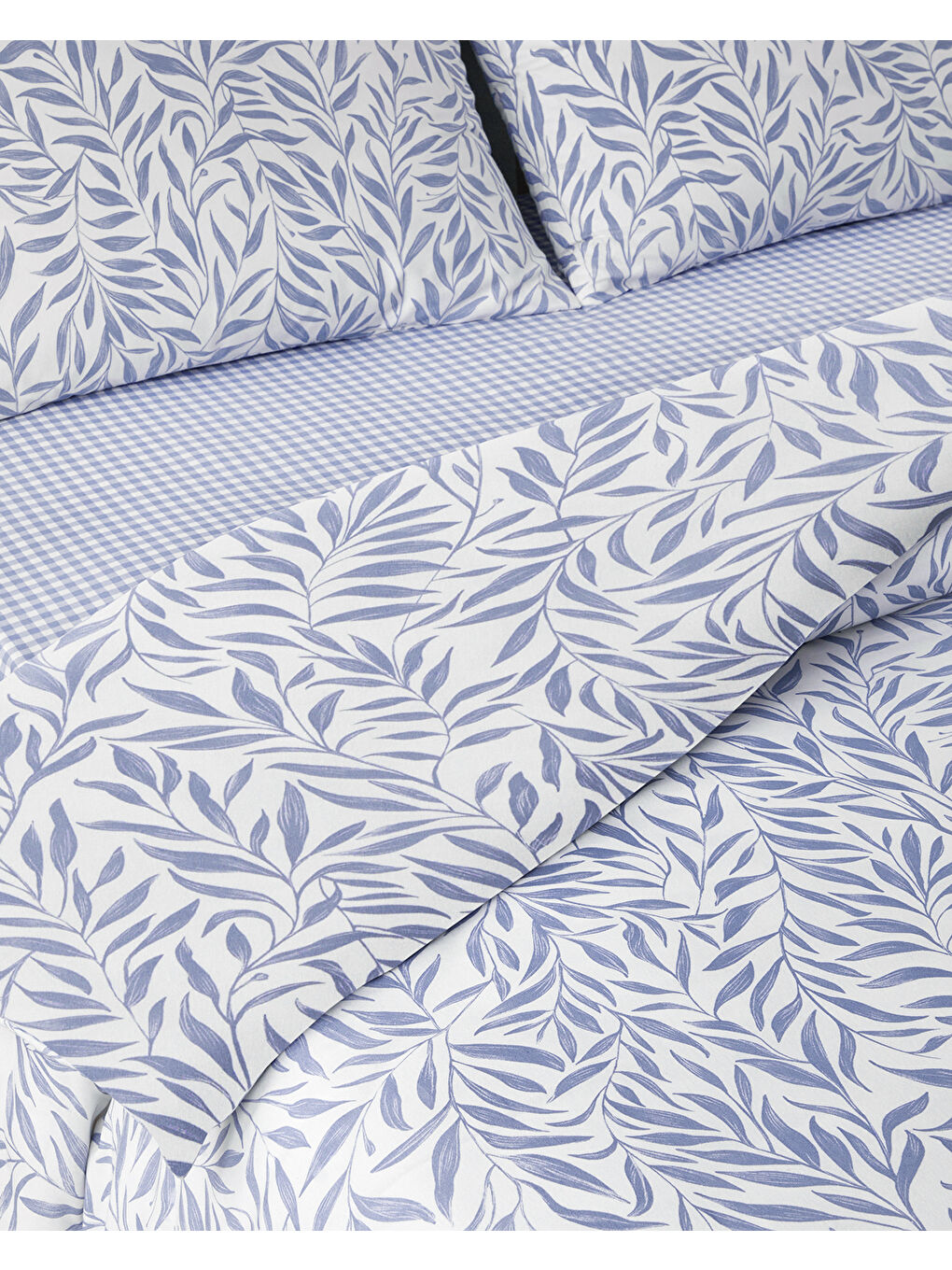 Leaf Dream Kolay Ütülenir Tek Kişilik Nevresim Takımı 160x220 cm Mavi-3