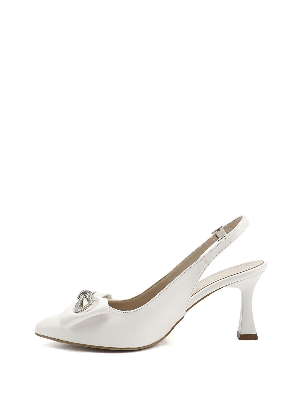 Beyaz Kadın BEYAZ-AÇIK GRİ Sivri Burun Kadeh Ökçe Arkası Açık Ayakkabı-2