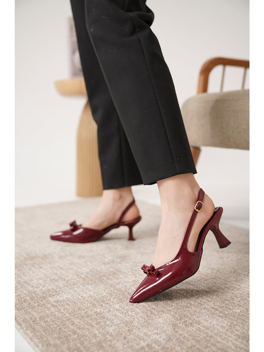 Bordo Nina Kadın Klasik Topuklu Ayakkabı-3