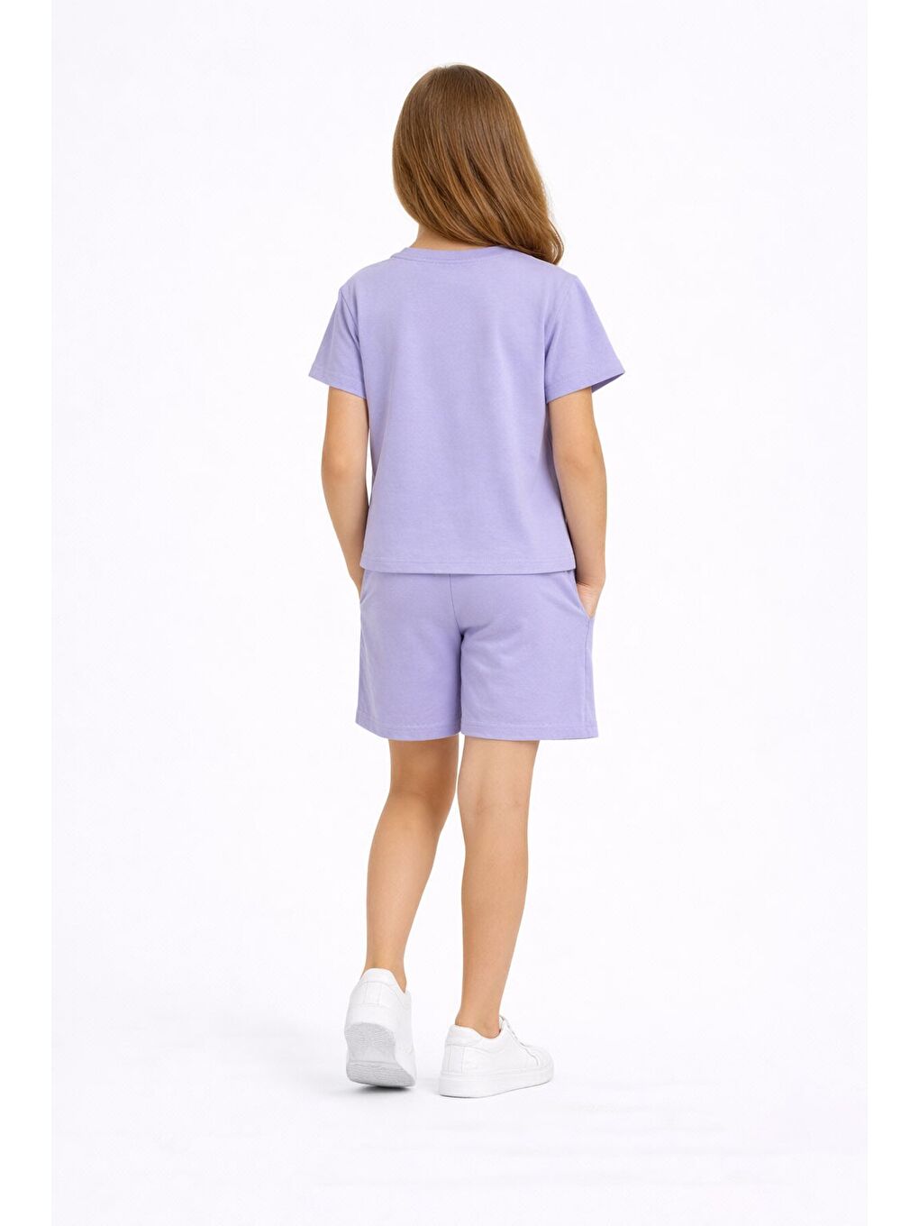 Lila Sevimli Capuccina Baskılı Kız Çocuk Şortlu 2li Takım 23890-3