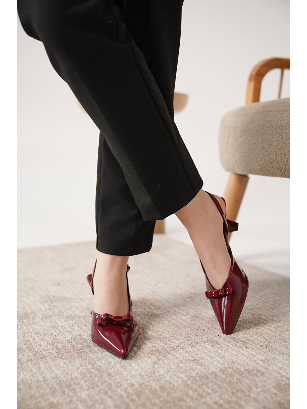 Bordo Nina Kadın Klasik Topuklu Ayakkabı-4