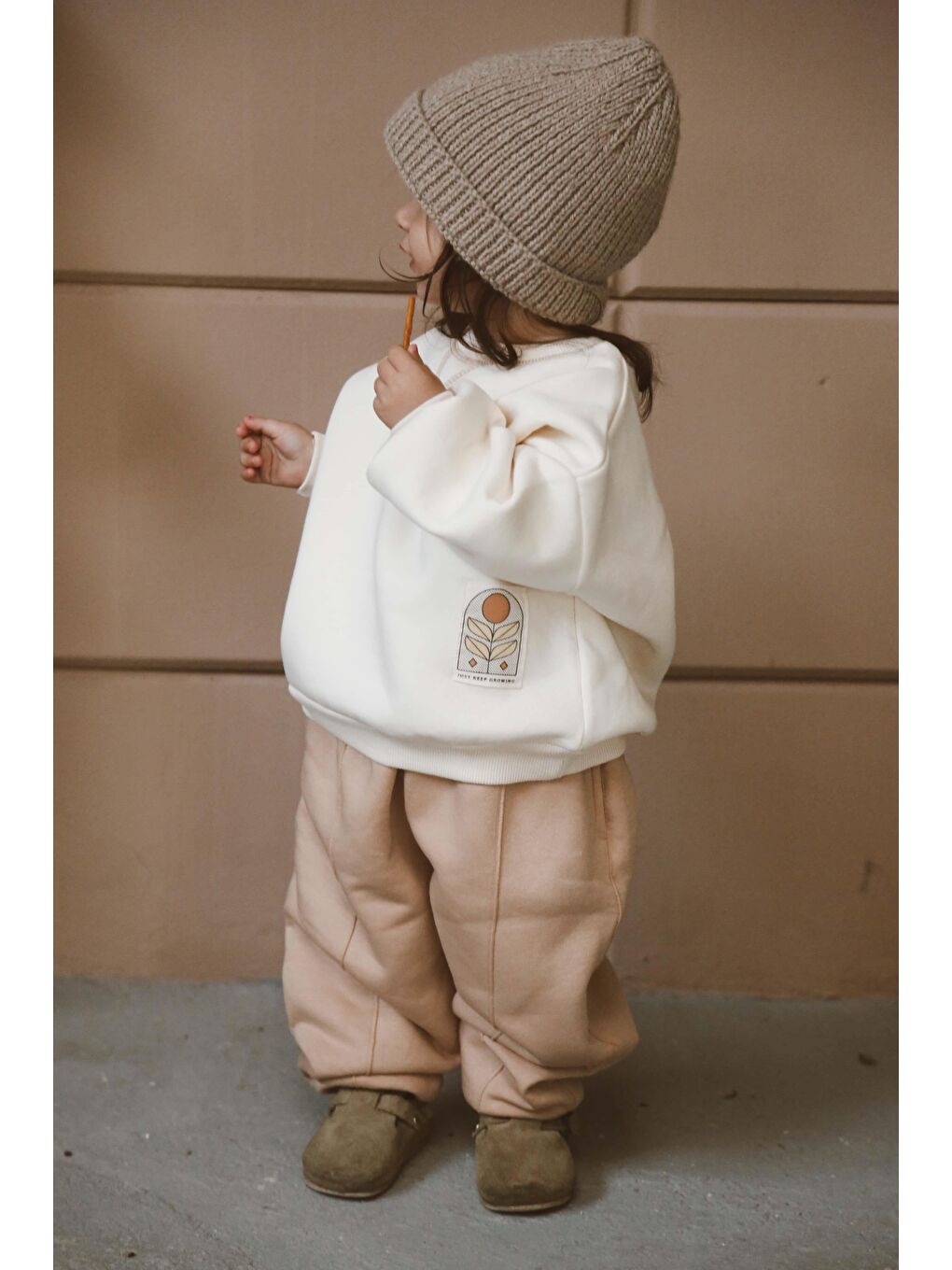 Bej Karyoka Dikiş Polarlı Eşofman Takım-2