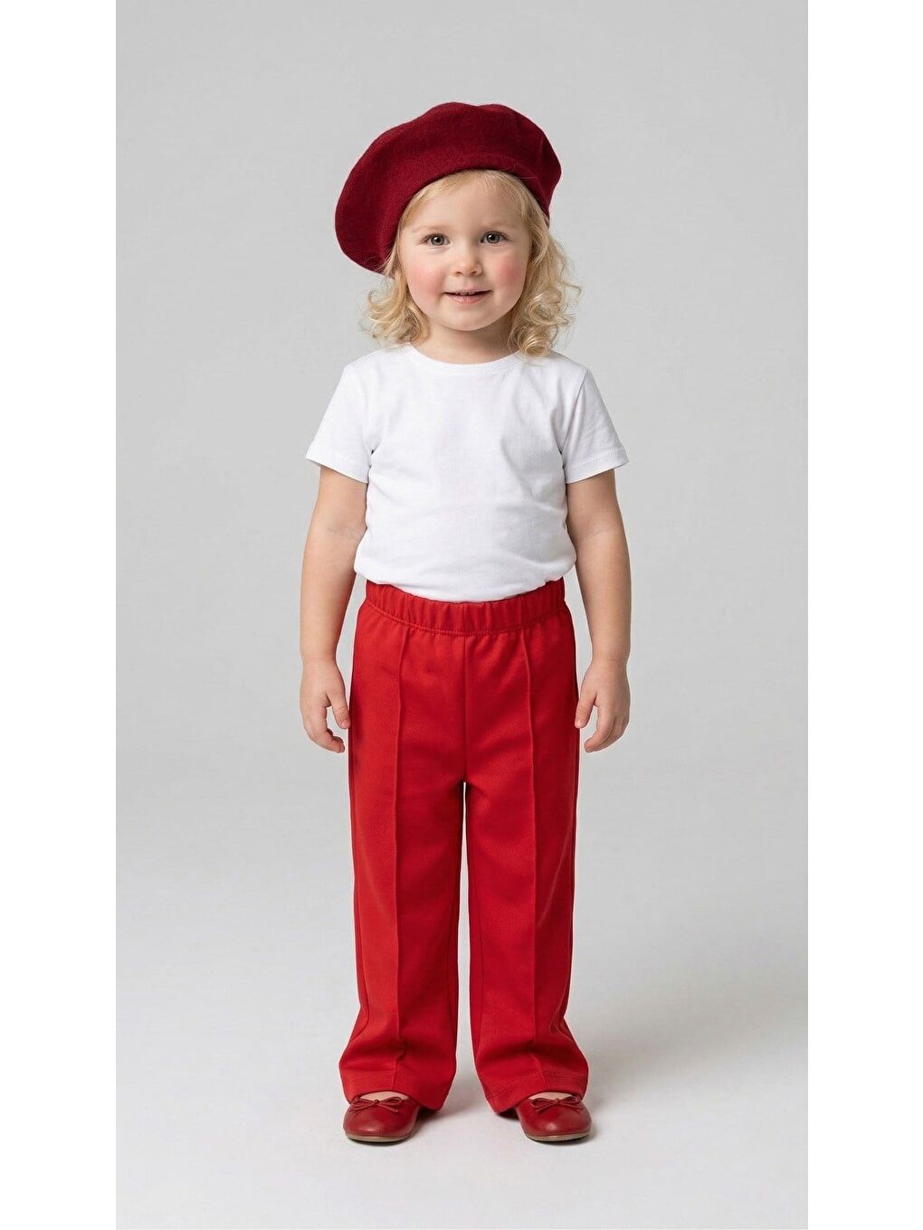 Kız Çocuk %100 Pamuk Kırmızı Pantolon (3-4 Yaş 8-9 Yaş)