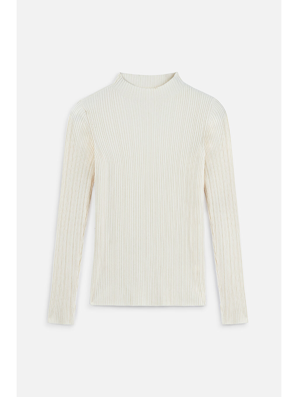 Yüksek Yaka Triko Bluz Ekru-1