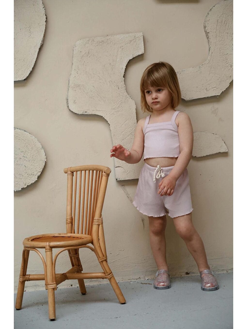 Lila İstiridye Askılı Crop Ve Şortlu Takım-6