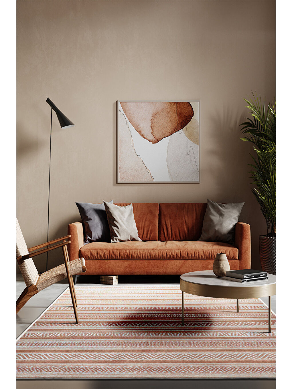 Pembe Dekoratif Özel Tasarım Yıkanabilir İnce Kaymaz Tabanlı Modern Halı KECE FR35-1