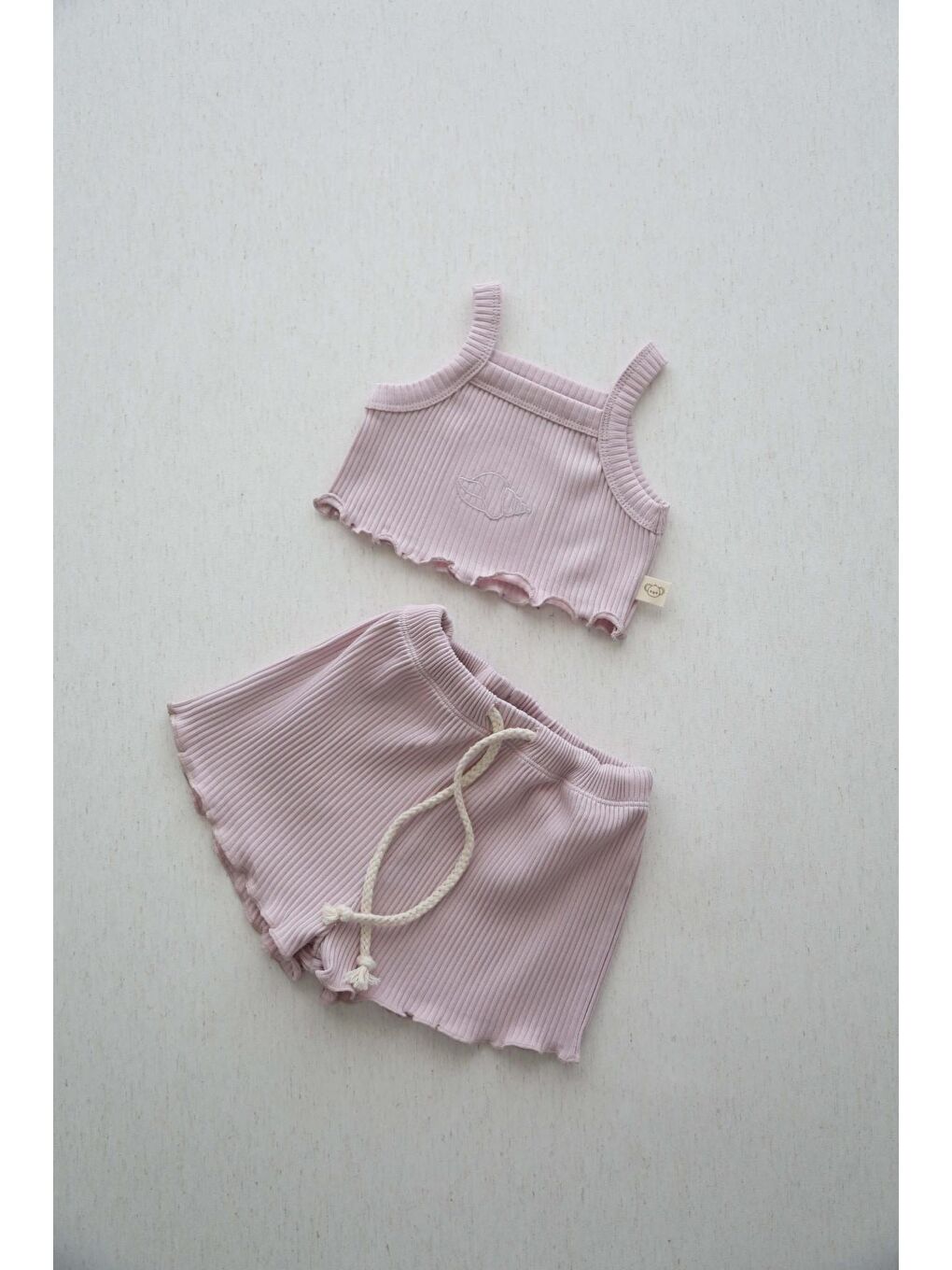 Lila İstiridye Askılı Crop Ve Şortlu Takım-7