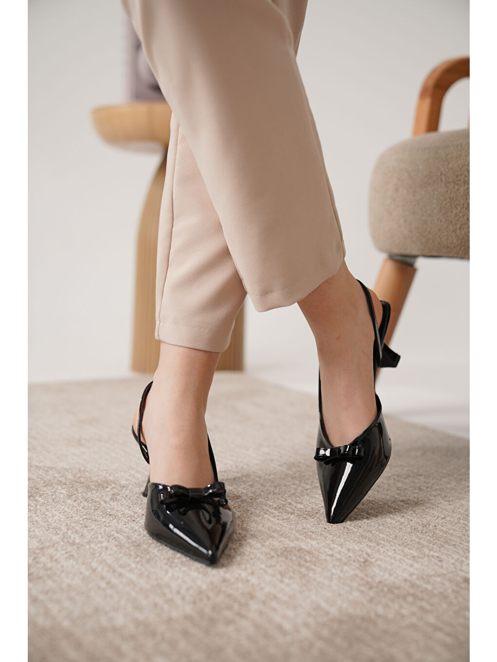 Siyah Nina Kadın Klasik Topuklu Ayakkabı-4