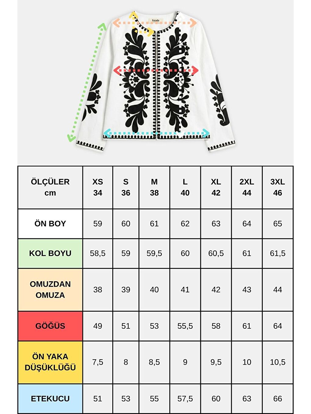 Ekru Kadın Oversize Bisiklet Yaka Önü Açık Nakışlı İnce Gabardin Ceket-1