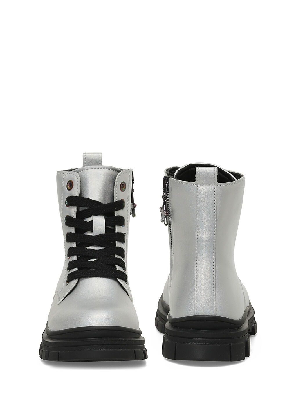 Gri ZESY.F5PR Gümüş Kız Çocuk Biker Bot-4