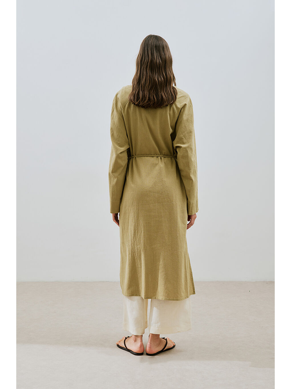 Dokulu Düğmeli Uzun Tunik Haki-5