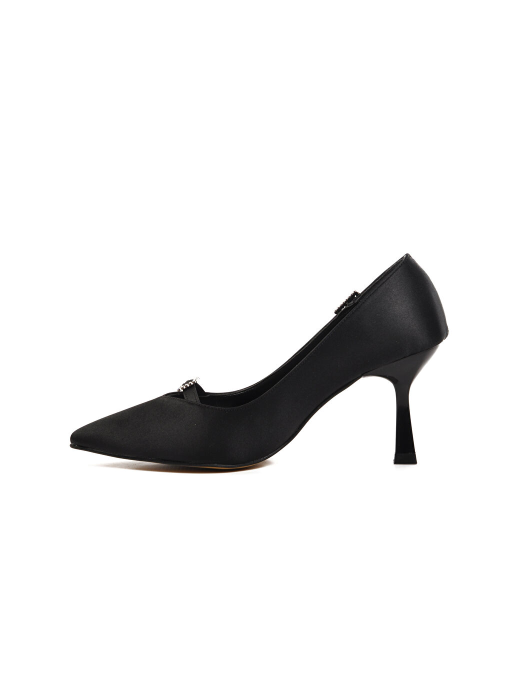Siyah Saten Kadın Topuklu Ayakkabı 357091-1