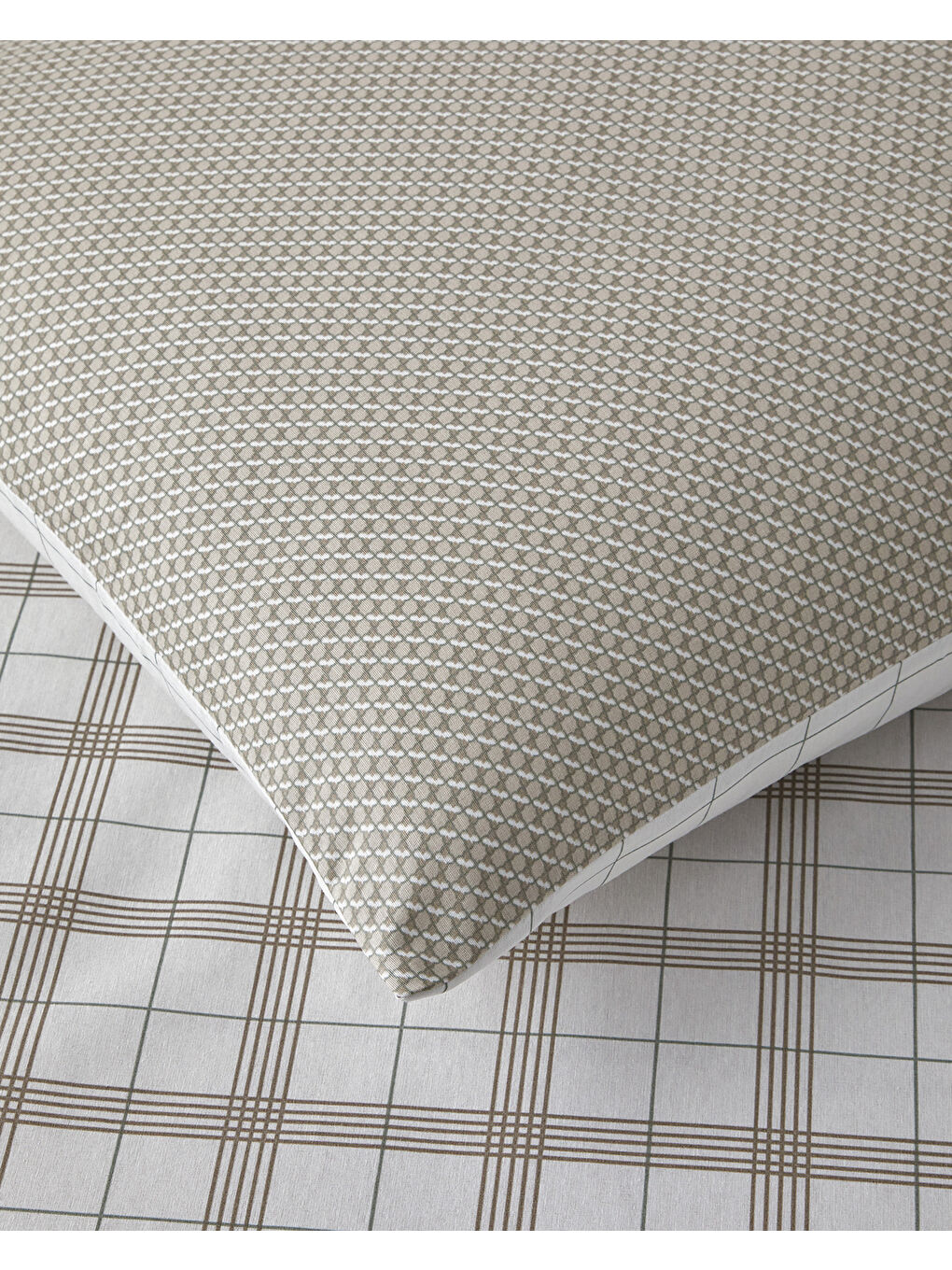 Chic Check Kolay Ütülenir Tek Kişilik Nevresim Takımı 160x220 cm Bej-4