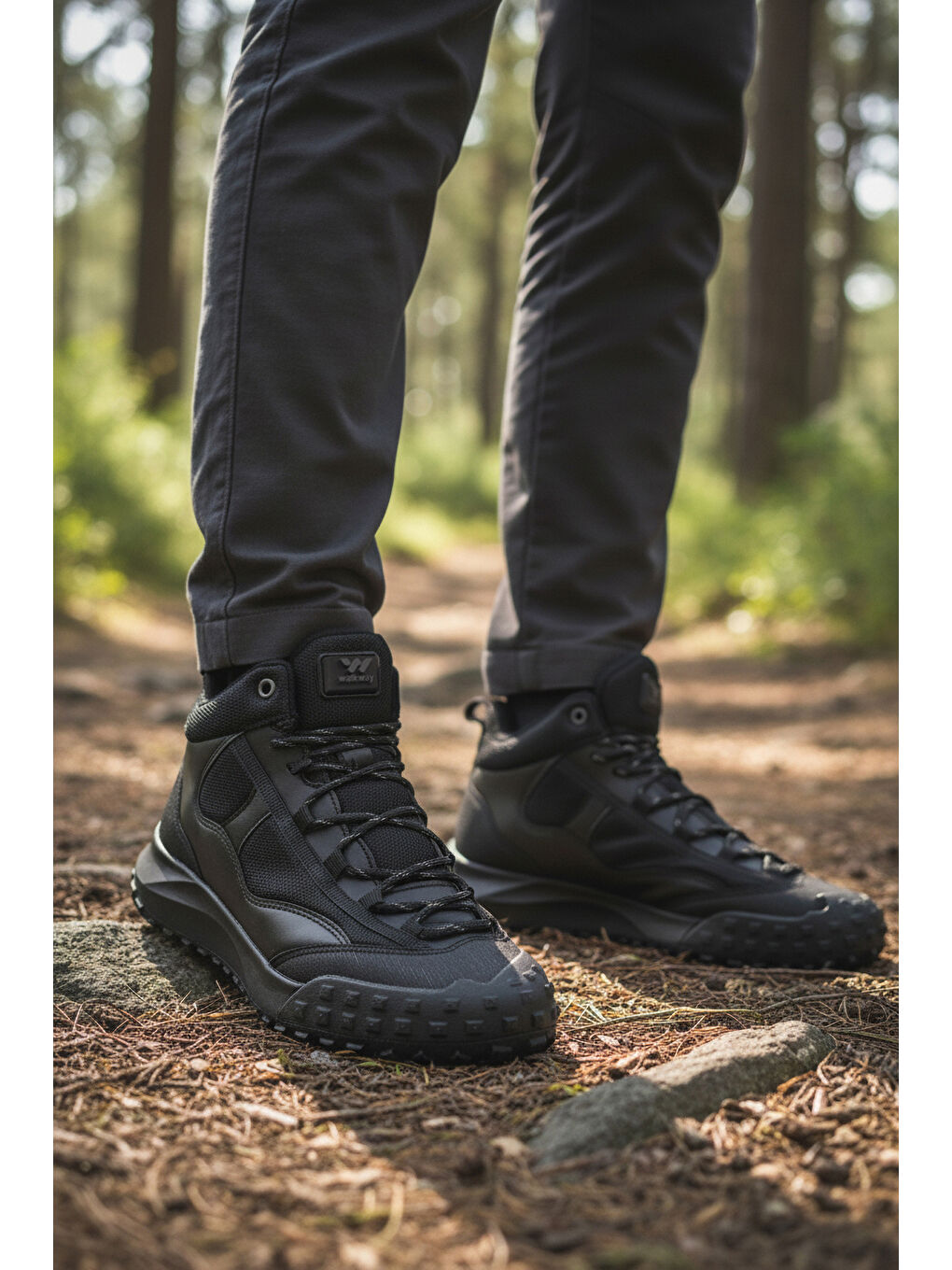 Siyah Bağcıklı Kaymaz Taban Erkek Outdoor Ayakkabı Mün 2025 M-2