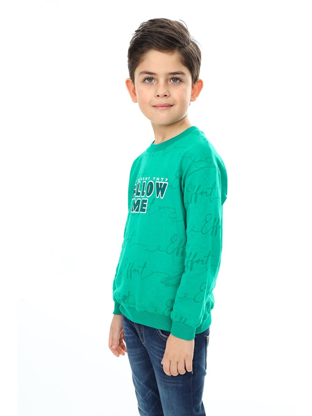 Yeşil Erkek Çocuk Baskılı Sweatshirt
