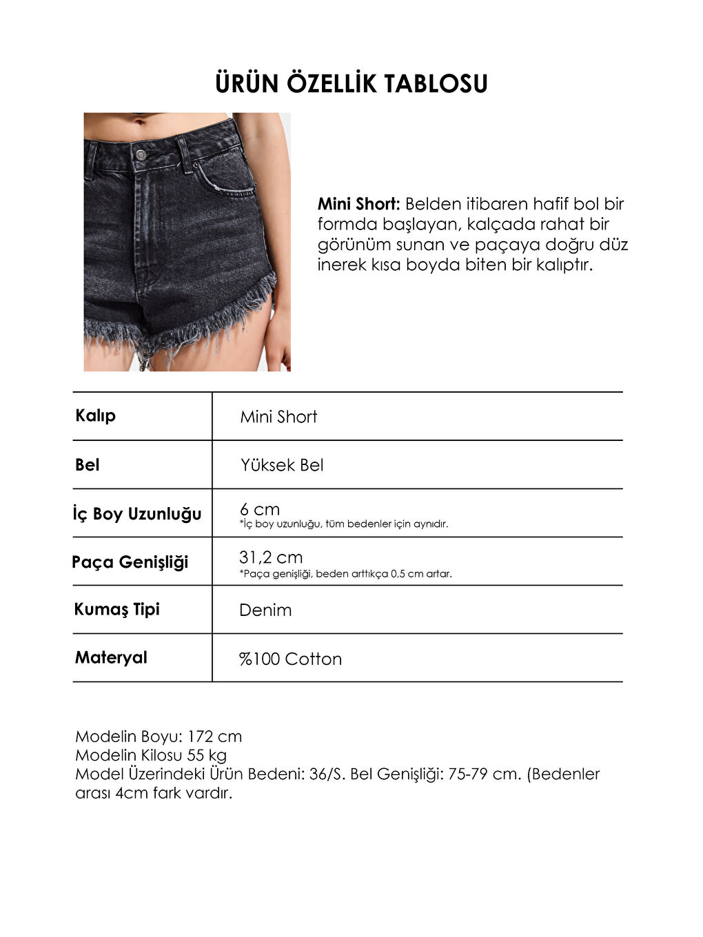 Gri Kadın Koyu Füme 2s6-1 Mini Boy Denim Şort-4