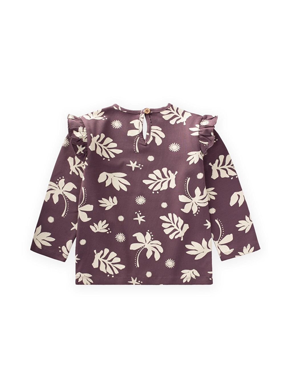 Mürdüm Kız Çocuk Uzun Kollu Desenli Tişört-1
