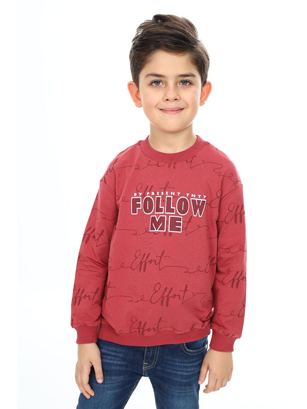 Kahverengi Erkek Çocuk Baskılı Sweatshirt