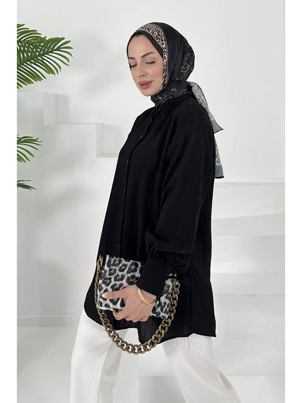 Kolları Bağcık Detaylı Tunik Siyah - 27001-2